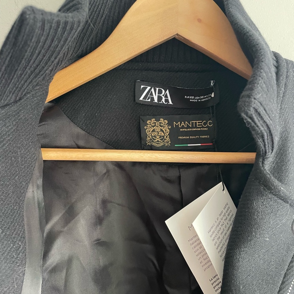 ZARA Italian Wool oversized Crop Biker jacket - Picture 13 of 15